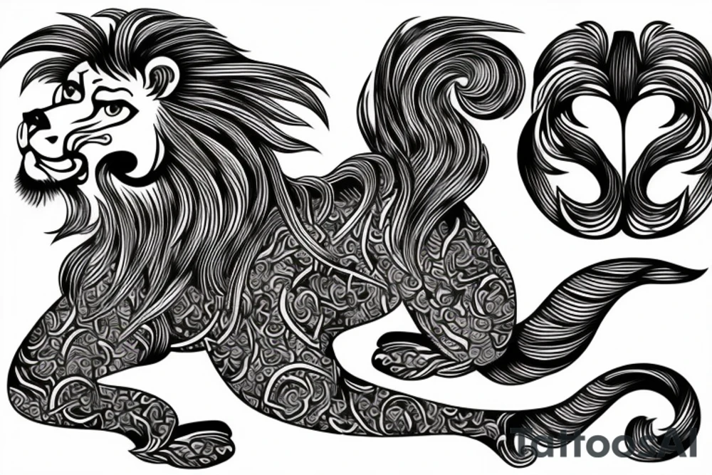 japanese style lion, horse, and monkey tattoo idea