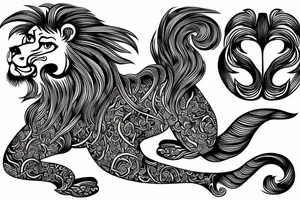 japanese style lion, horse, and monkey tattoo idea
