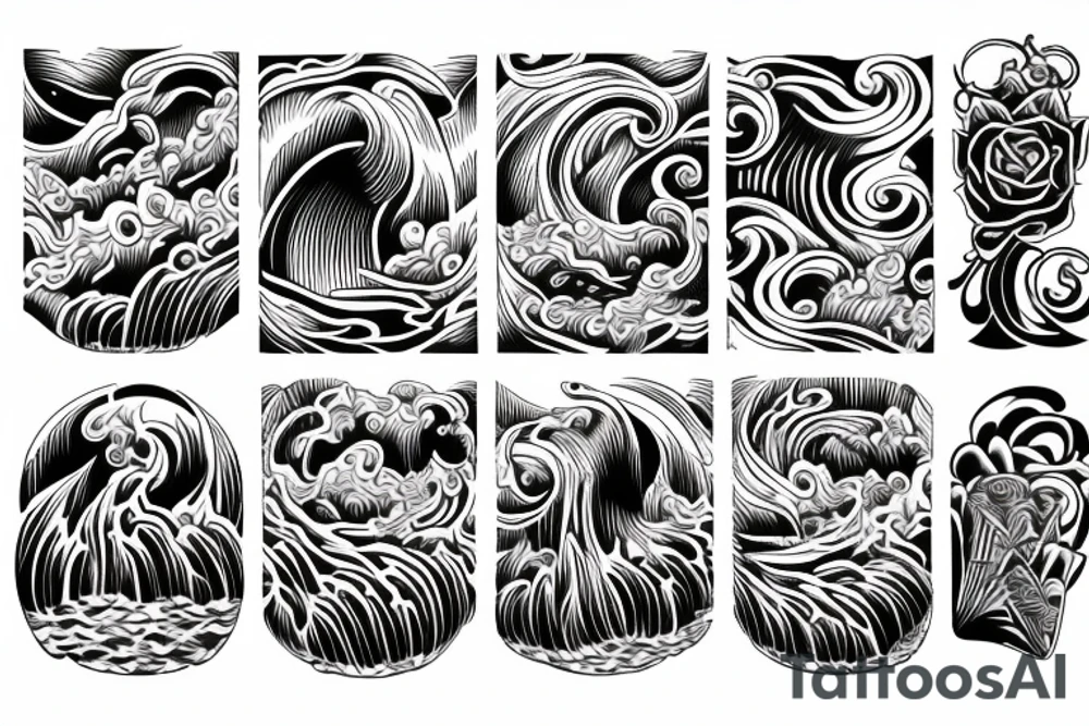 tidal wave in repetition for a bracelet style tattoo idea