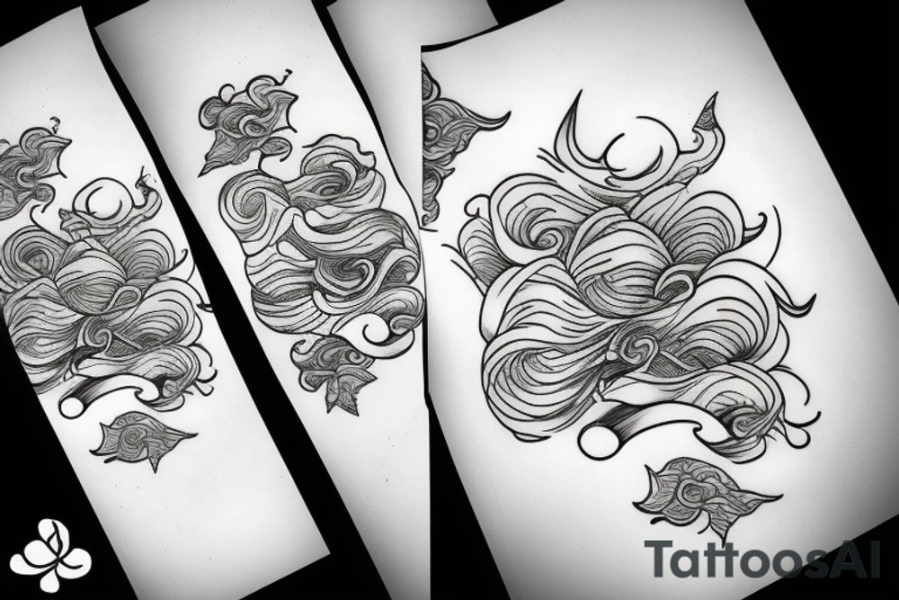 waves with snow flowers tattoo idea