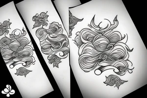 waves with snow flowers tattoo idea