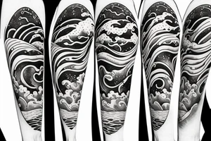 waves with snow flowers tattoo idea