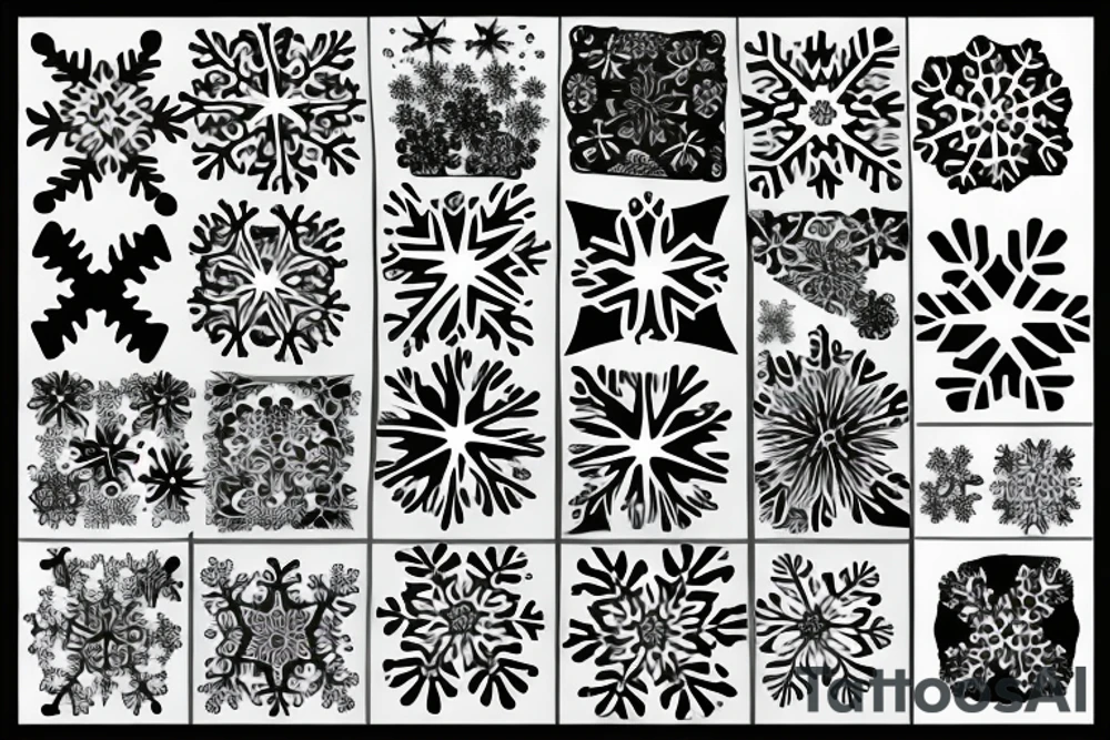 waves with snowflakes tattoo idea