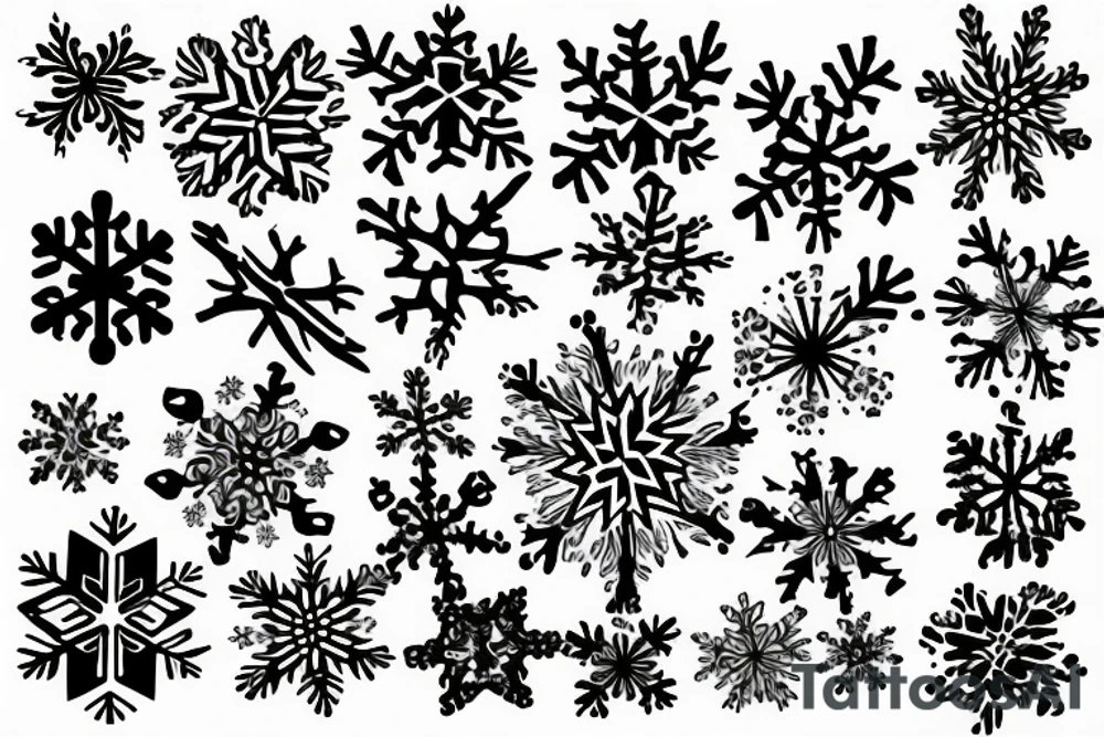 waves with snowflakes tattoo idea