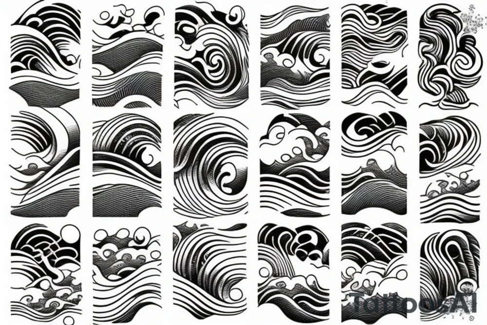waves with icicles tattoo idea