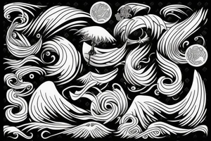 waves with icicles tattoo idea