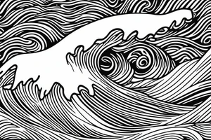water wave pattern with snow, ice, mountains, and a waterfall for a large arm length tattoo idea