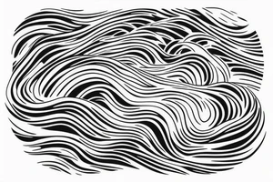 water wave pattern with snow, ice, mountains, and a waterfall for a large arm length tattoo idea