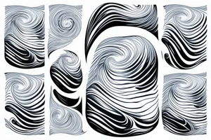 water wave pattern with snow, ice, mountains, and a waterfall for a large arm length tattoo idea