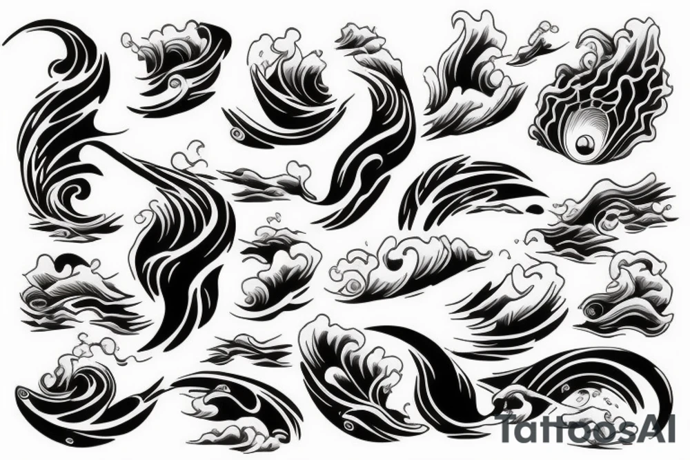 ocean tidal wave water tattoo idea