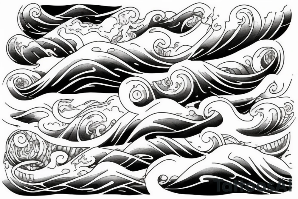 ocean tidal wave water tattoo idea