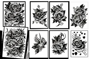 dragon betwen roses and Cherry blossom tattoo idea