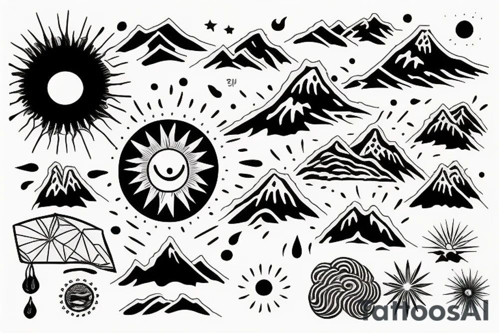 mountains with sun tattoo idea