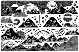 mountains with sun tattoo idea