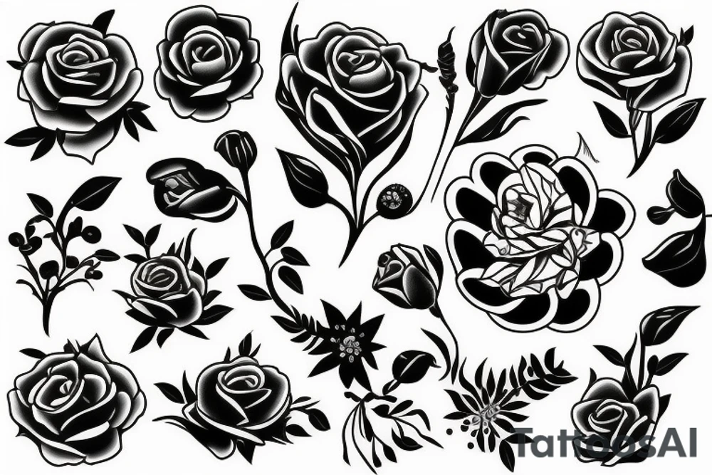 Dark flowers tattoo idea