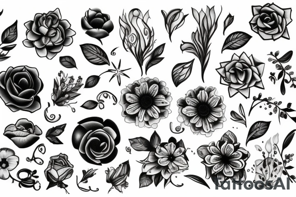 Dark flowers tattoo idea