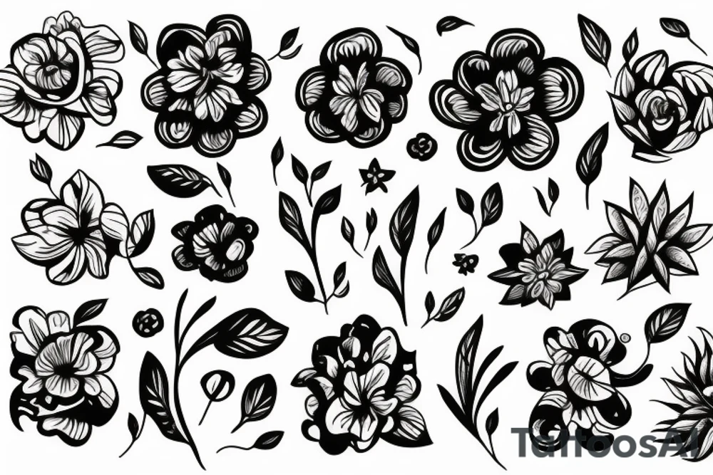 Dark Abstract flowers tattoo idea