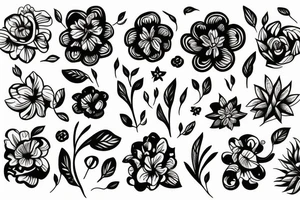 Dark Abstract flowers tattoo idea