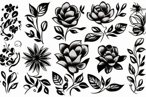 Dark Abstract flowers tattoo idea