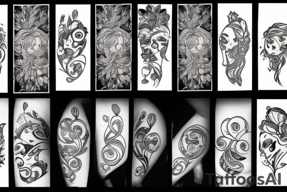 Dark Abstract flowers tattoo idea