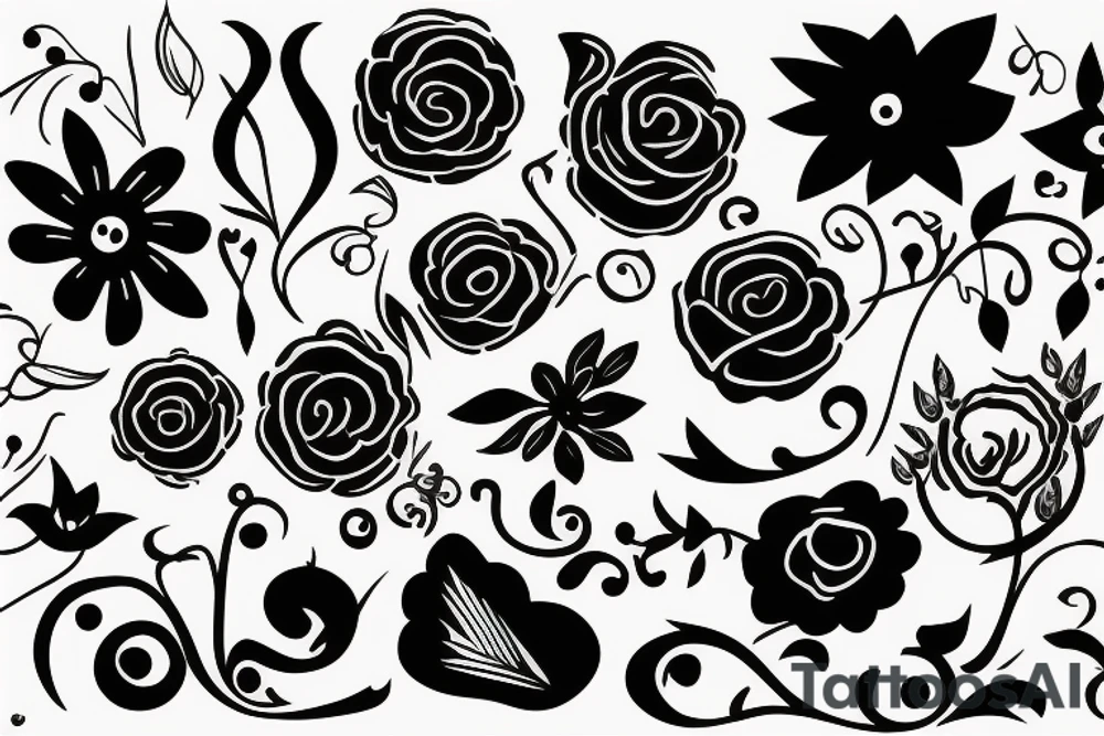 Dark Abstract flowers tattoo idea