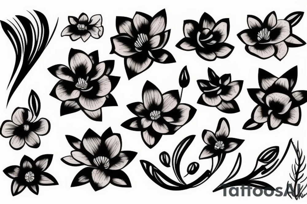 Dark Abstract flowers tattoo idea