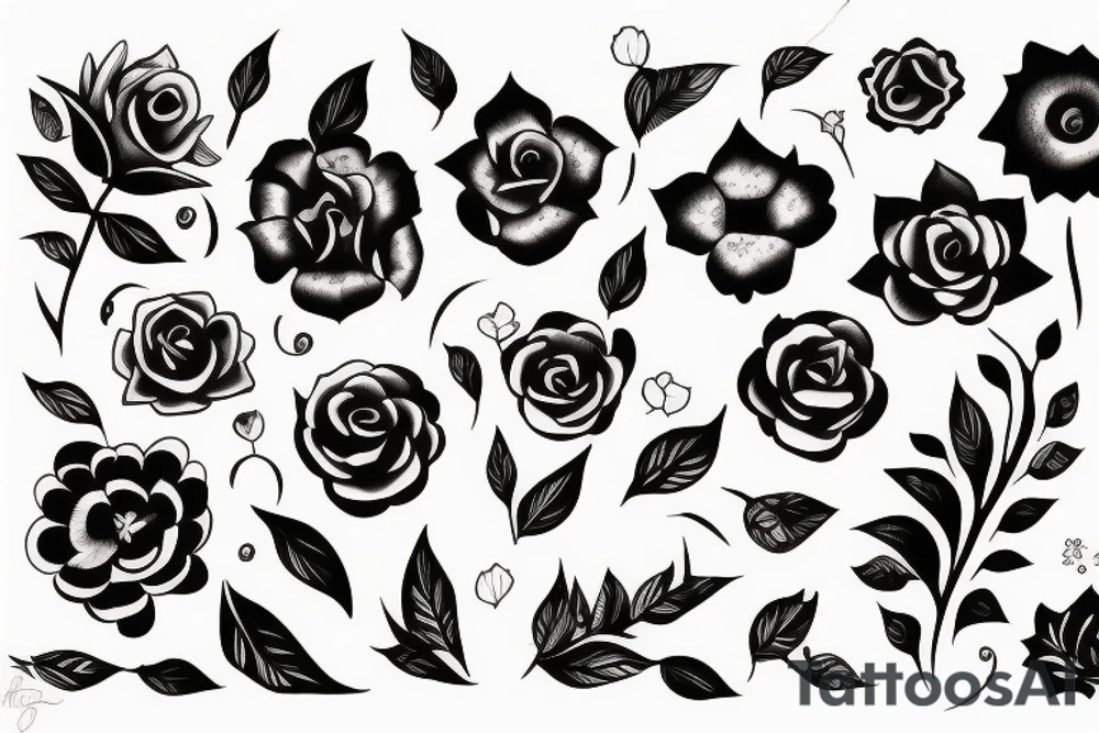 Dark Abstract flowers tattoo idea