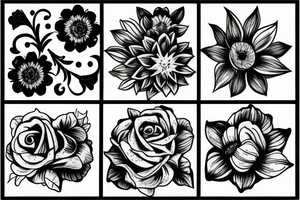 Dark dirty flowers tattoo idea