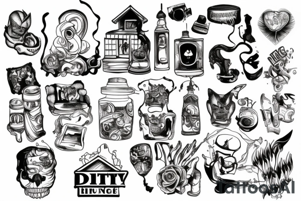 Dirty house burning tattoo idea