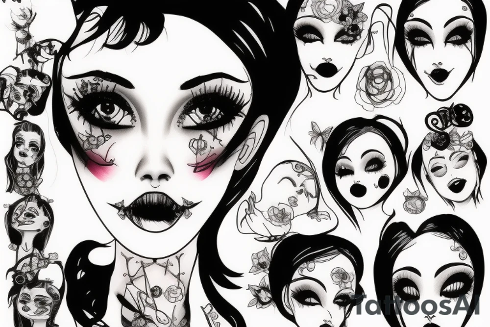 Dirty doll face tattoo idea