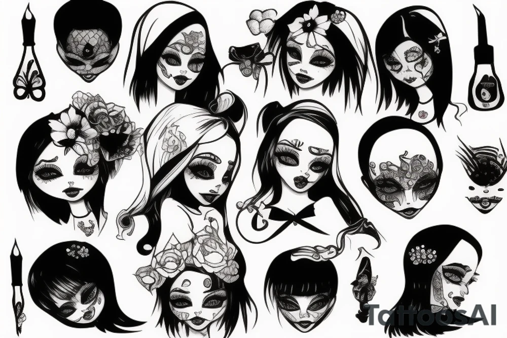 Dirty doll face tattoo idea