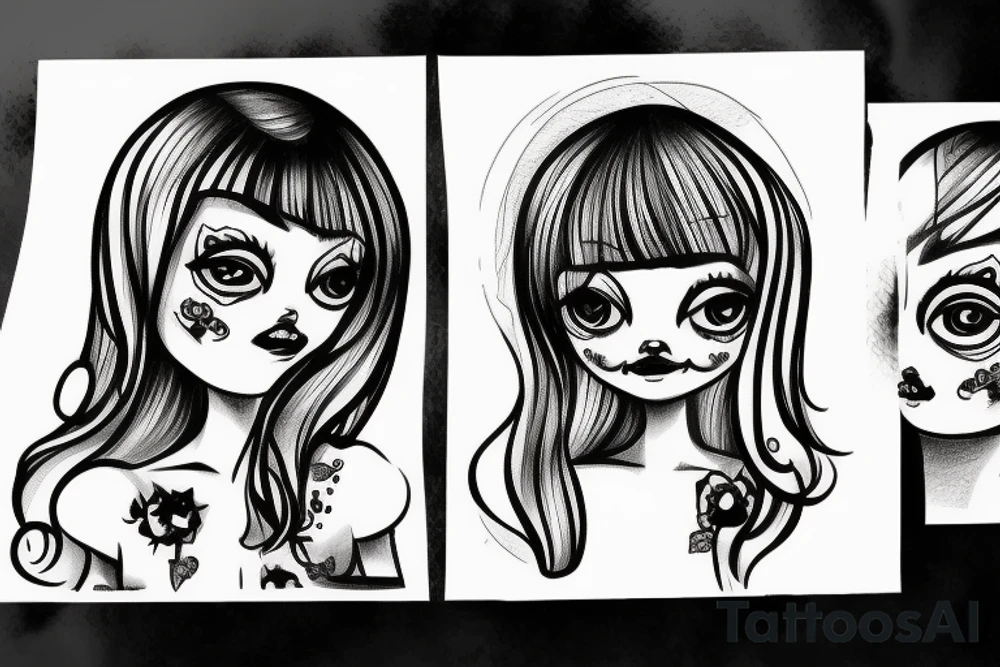Crying doll face tattoo idea