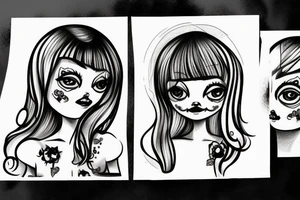 Crying doll face tattoo idea