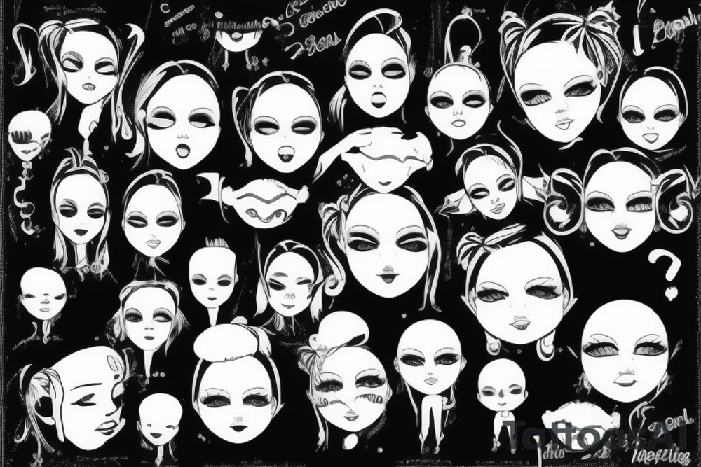 Crying doll face tattoo idea