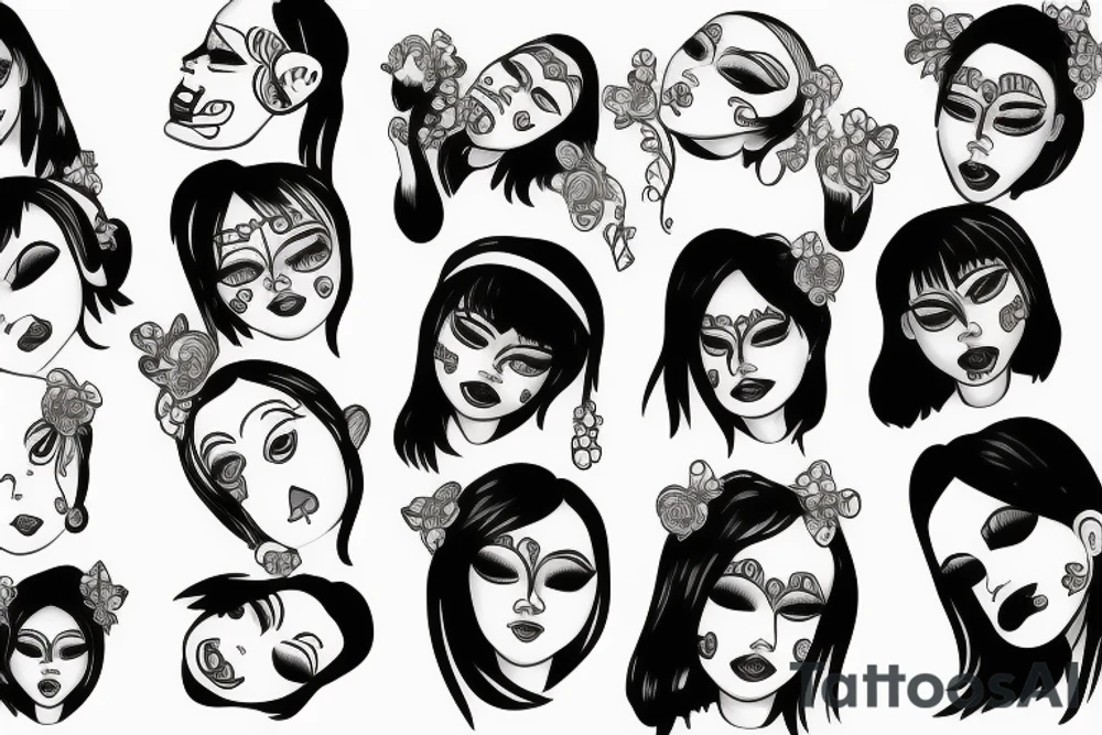Crying doll face tattoo idea