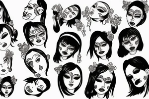 Crying doll face tattoo idea