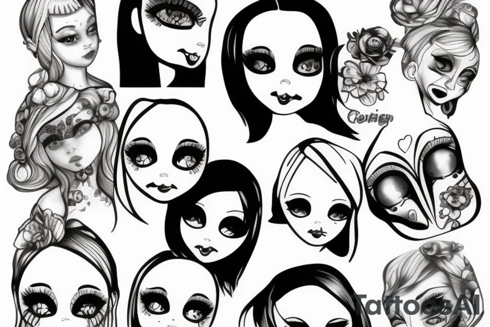 Crying doll face tattoo idea