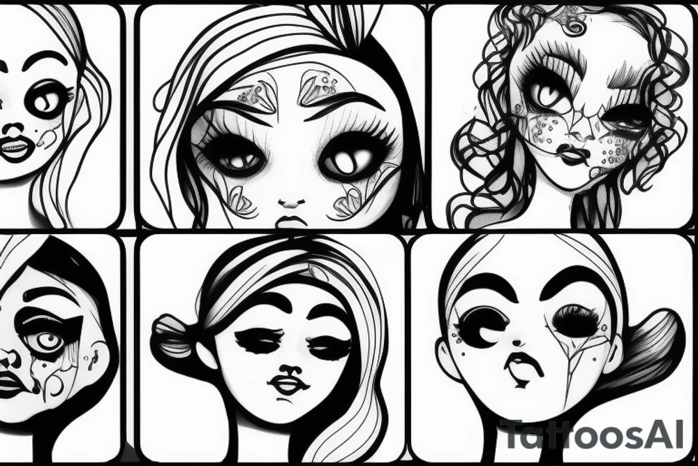 Crying doll face tattoo idea