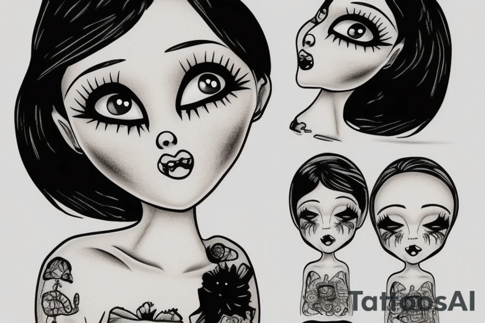 Crying doll face tattoo idea