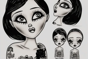 Crying doll face tattoo idea