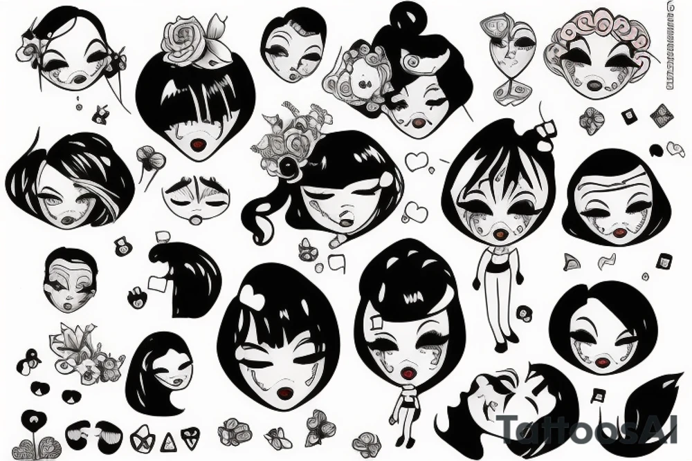 Sad doll face tattoo idea