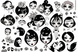 Sad doll face tattoo idea