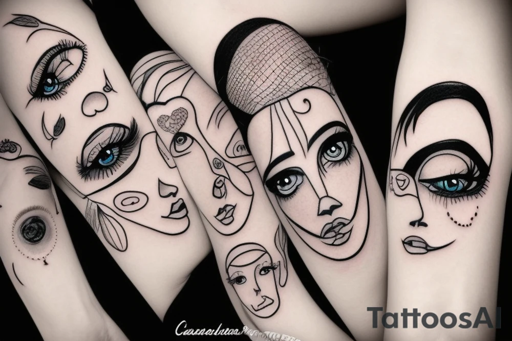 Sad doll face tattoo idea