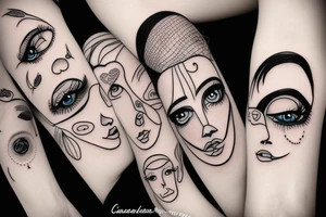 Sad doll face tattoo idea
