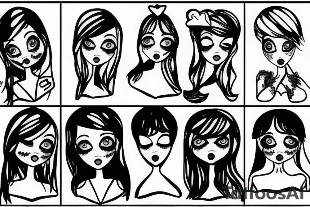 Sad doll face tattoo idea