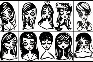 Sad doll face tattoo idea