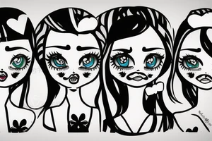 Sad doll face tattoo idea