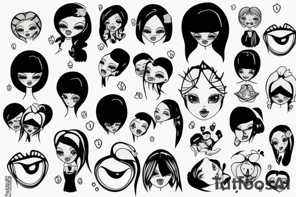 Sad doll face tattoo idea