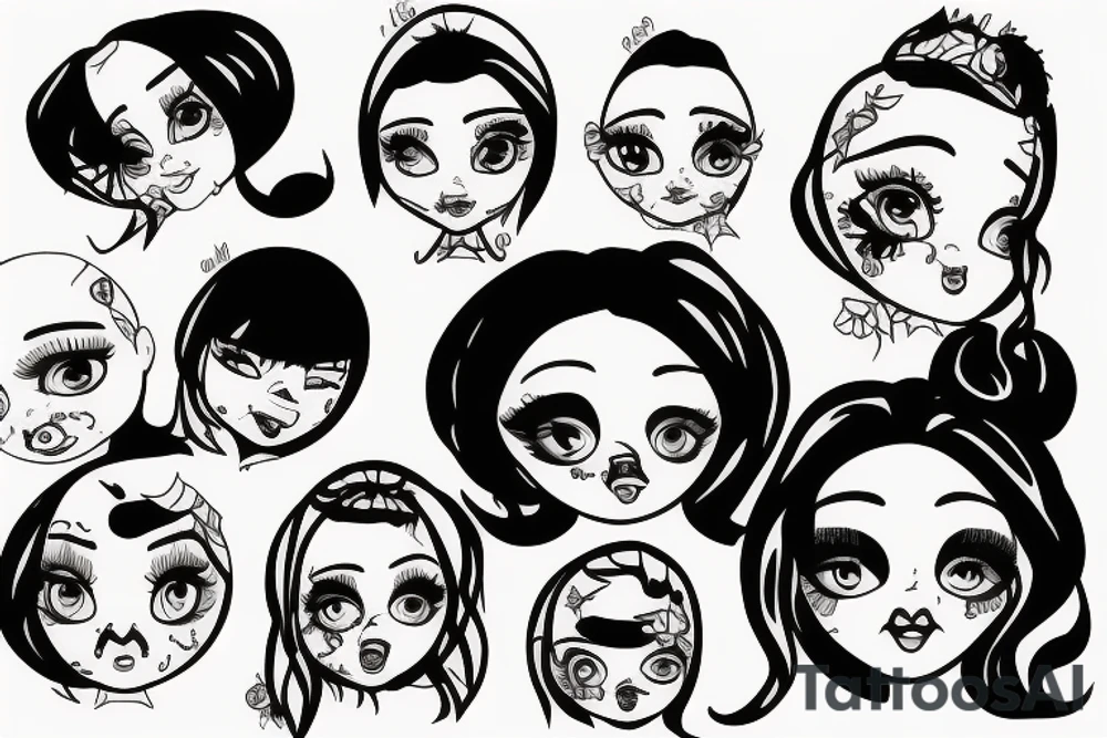 Sad doll face tattoo idea