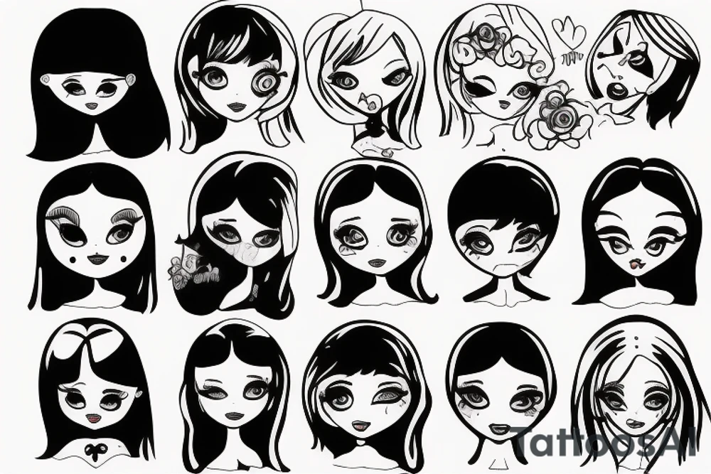 Sad doll face tattoo idea